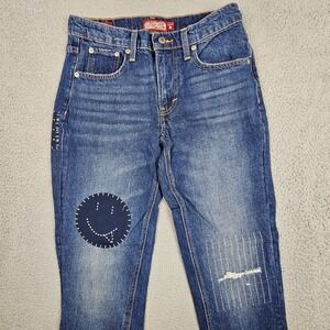 Lucky Brand Lucky Legend Jeans Womens 28x29‎ Blue Relaxed Straight Smiley Patch
